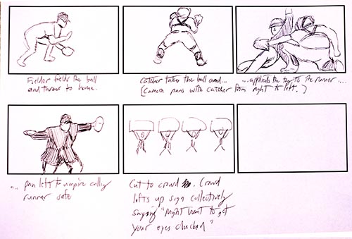 Storyboard B for Baseball commercial.