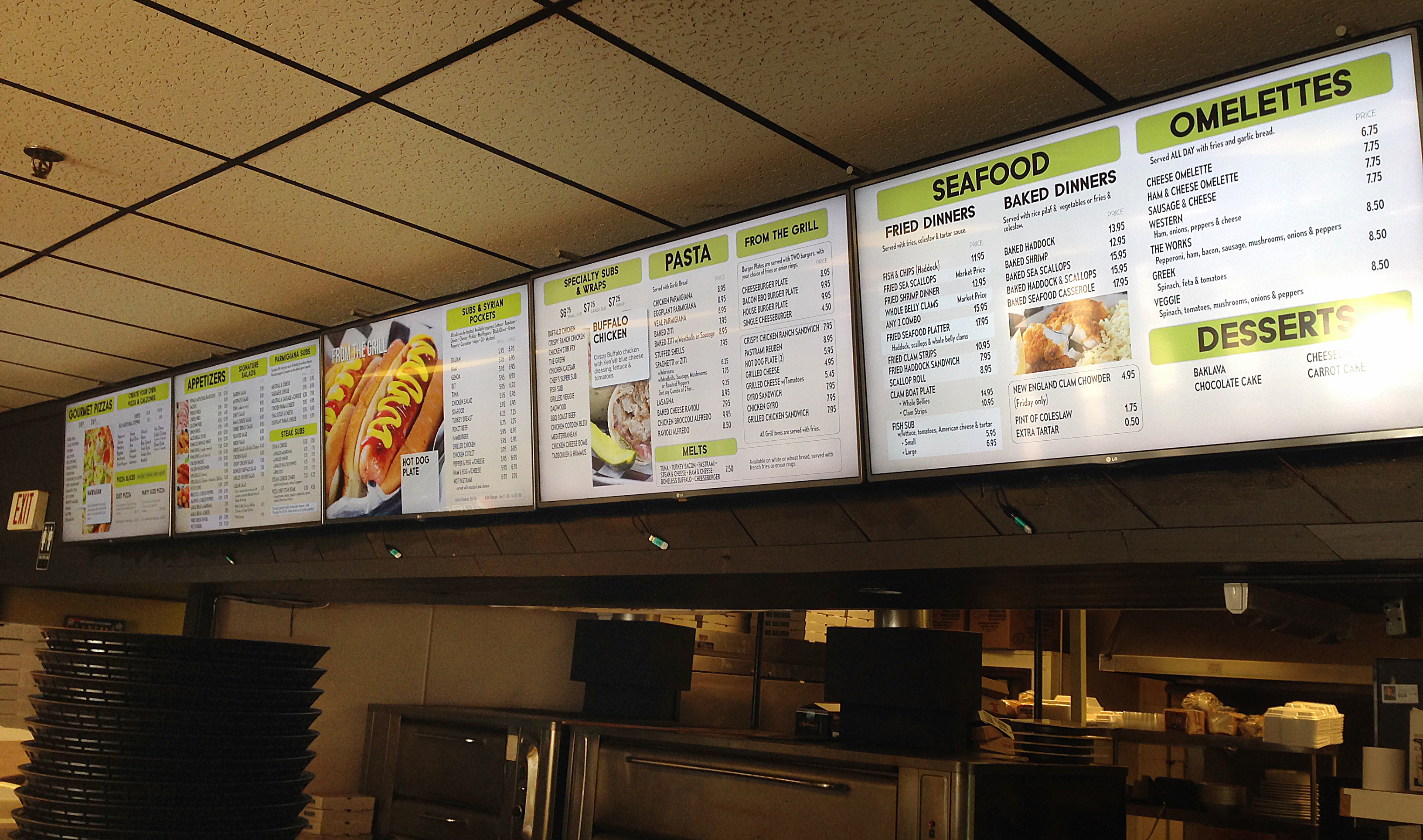 New Digital Menu Boards at Pizza Chef in Millbury, MA.