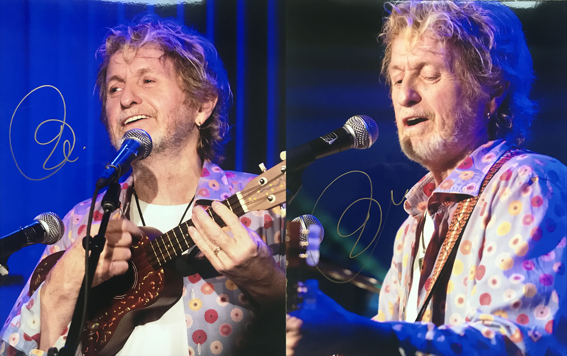 Jon Anderson signature on photos from the Tupelo Music Hall, 2-14