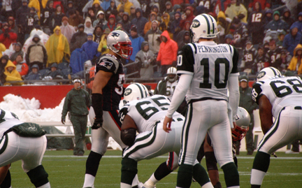 Junior Seau as a New England Patriot against the New York Jets, 2007.