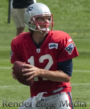 New England Patriots quarterback Tom Brady in Training Camp versus the New Orleans Saints 2010.