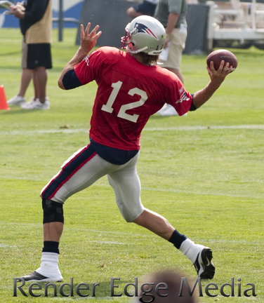 New England Patriots quarterback Tom Brady in Training Camp versus the New Orleans Saints 2010.