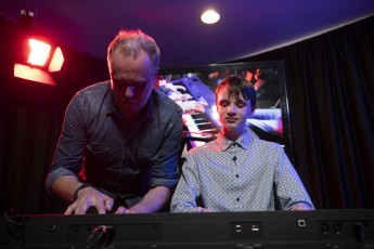 Keith Emerson's son, Aaron, and grandson, Ethan, playing "Trilogy" together.