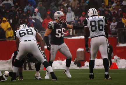 Junior Seau with the New England Patriots against the Jets