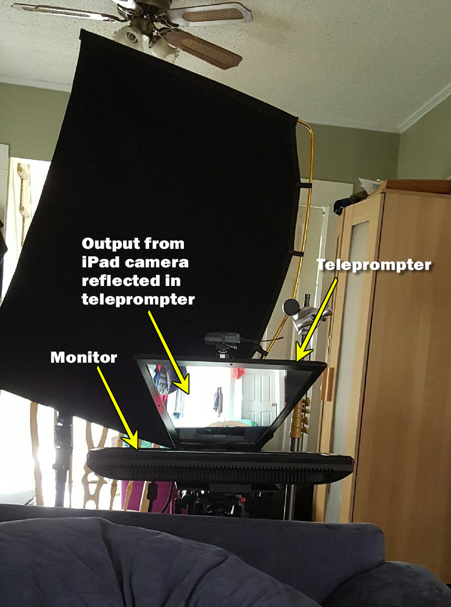 Video teleprompter setup.
