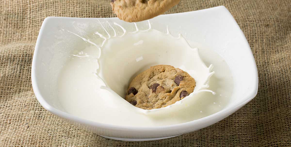 Final composite of high-speed food photography with cookie
