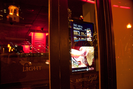 Digital Display in window at Red Sky Restaurant & Lounge in Boston, MA.