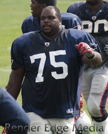 New England Patriots defensive tackle Vince Wilfork in Training Camp versus the New Orleans Saints 2010.